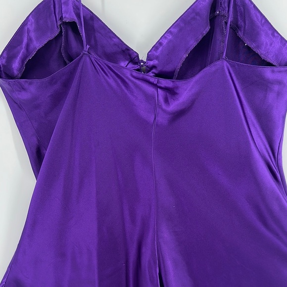 Kathryn VTG Purple Slip Satin Teddy w/Spaghetti Strap Front Button Detail SzL - Picture 10 of 14